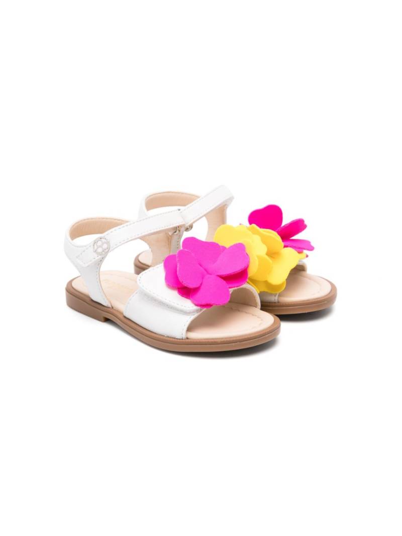 Florens floral-appliqué leather sandals - White von Florens