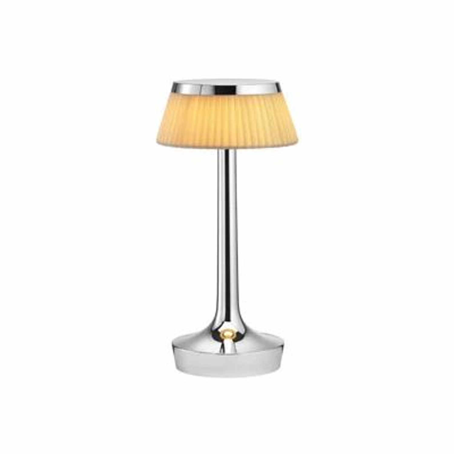 Bon Jour Unplugged LED Akku-Tischleuchte, Farbe chrom, Krone gewebe Bon Jour Unplugged LED Akku-Tischleuchte, Farbe chrom, Krone gewebe von Flos