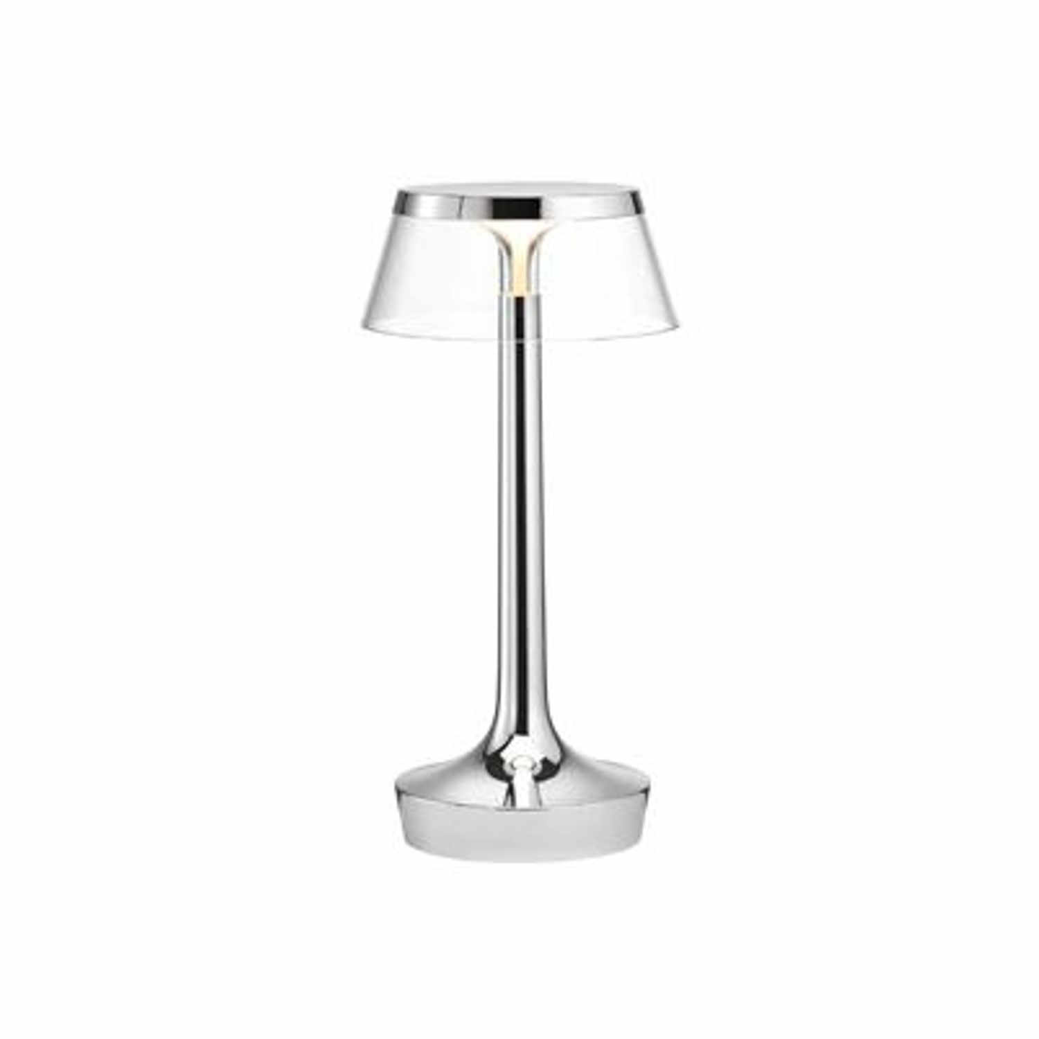 Bon Jour Unplugged LED Akku-Tischleuchte, Farbe chrom, Krone transparent Bon Jour Unplugged LED Akku-Tischleuchte, Farbe chrom, Krone transparent von Flos