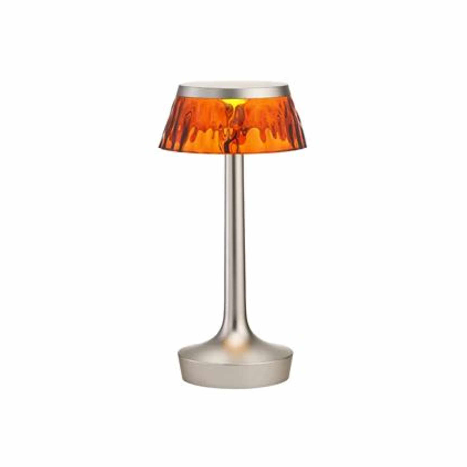 Bon Jour Unplugged LED Akku-Tischleuchte, Farbe chrom matt, Krone bernstein Bon Jour Unplugged LED Akku-Tischleuchte, Farbe chrom matt, Krone bernstein von Flos