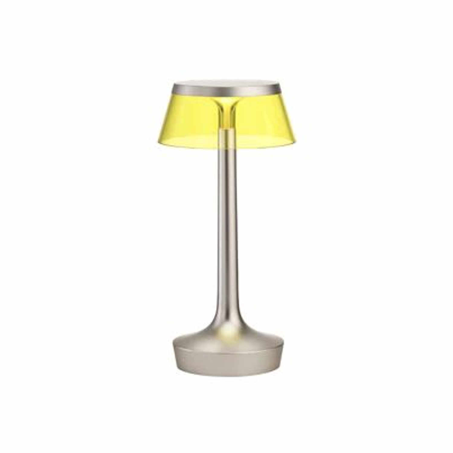Bon Jour Unplugged LED Akku-Tischleuchte, Farbe chrom matt, Krone gelb Bon Jour Unplugged LED Akku-Tischleuchte, Farbe chrom matt, Krone gelb von Flos