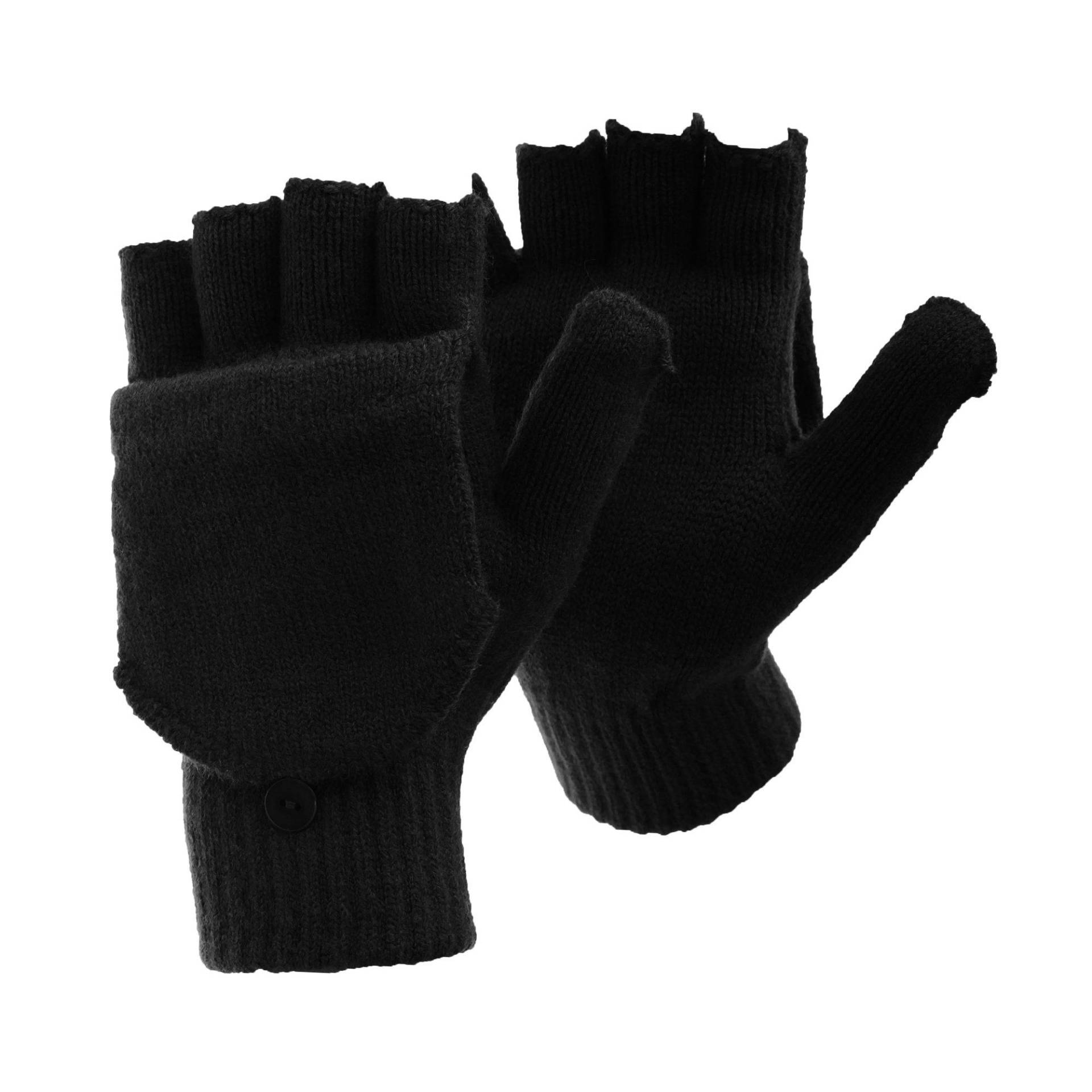 Floso - Thermo Halbfinger Winter Handschuhe, für Herren, Schwarz, One Size von Floso