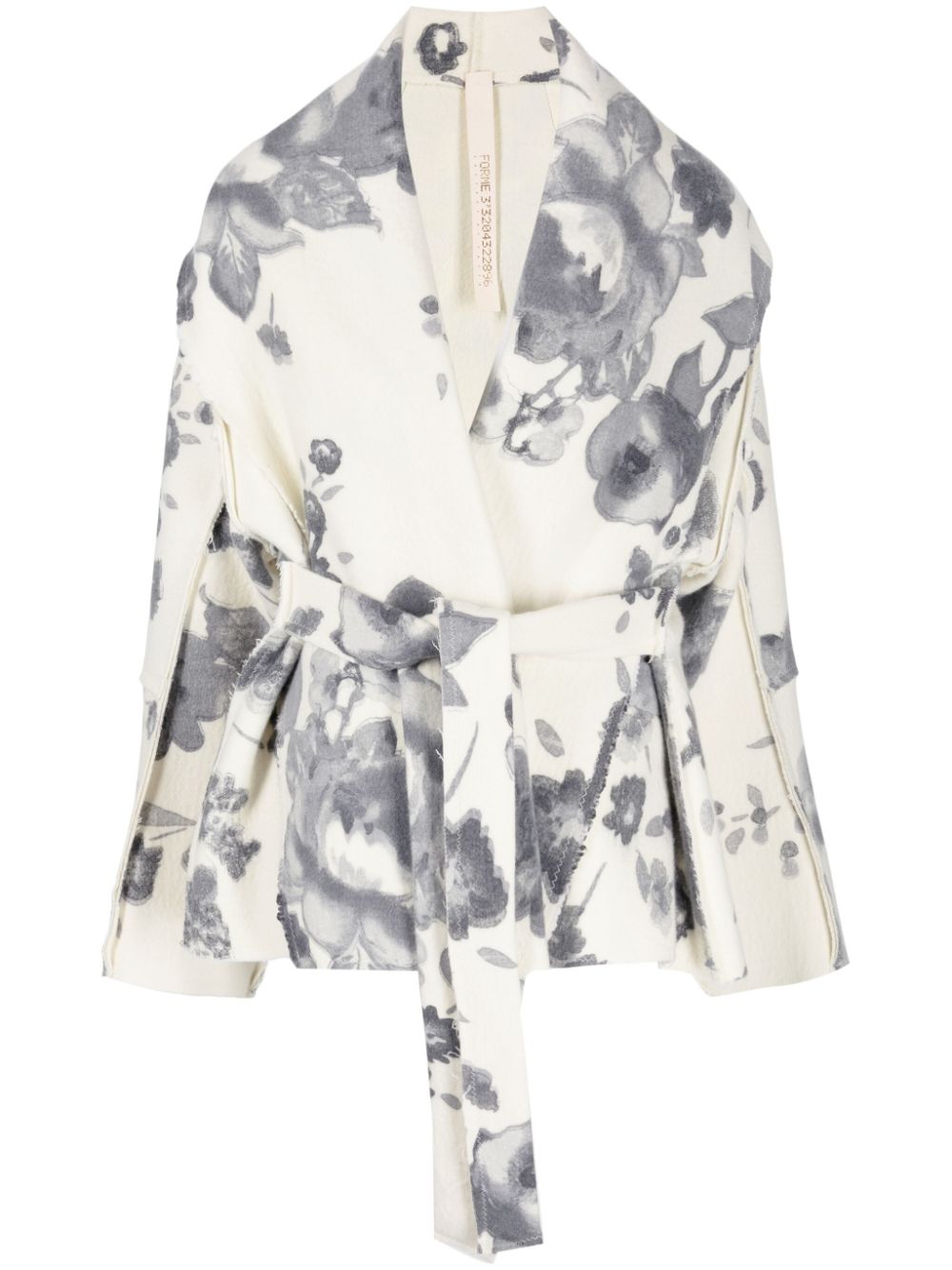 Forme D'expression floral-print belted short coat - Neutrals von Forme D'expression