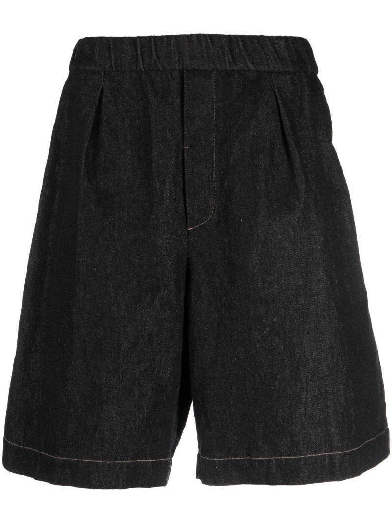 Forme D'expression mélange-effect denim shorts - Black von Forme D'expression