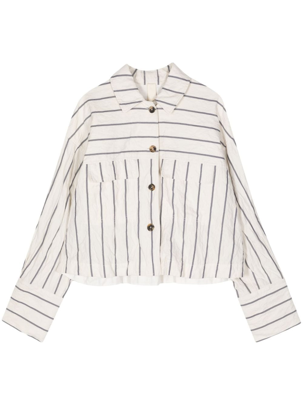 Forme D'expression striped drop-shoulder shirt jacket - Neutrals von Forme D'expression