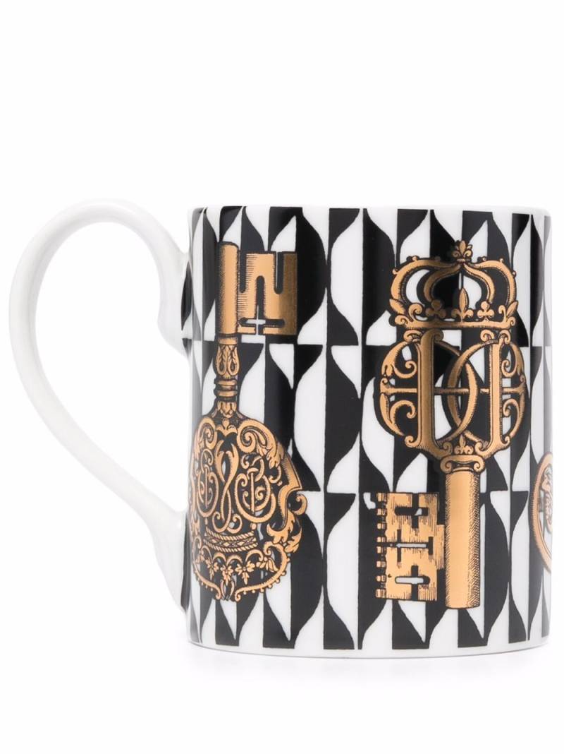 Fornasetti Chiavi printed mug - Black von Fornasetti