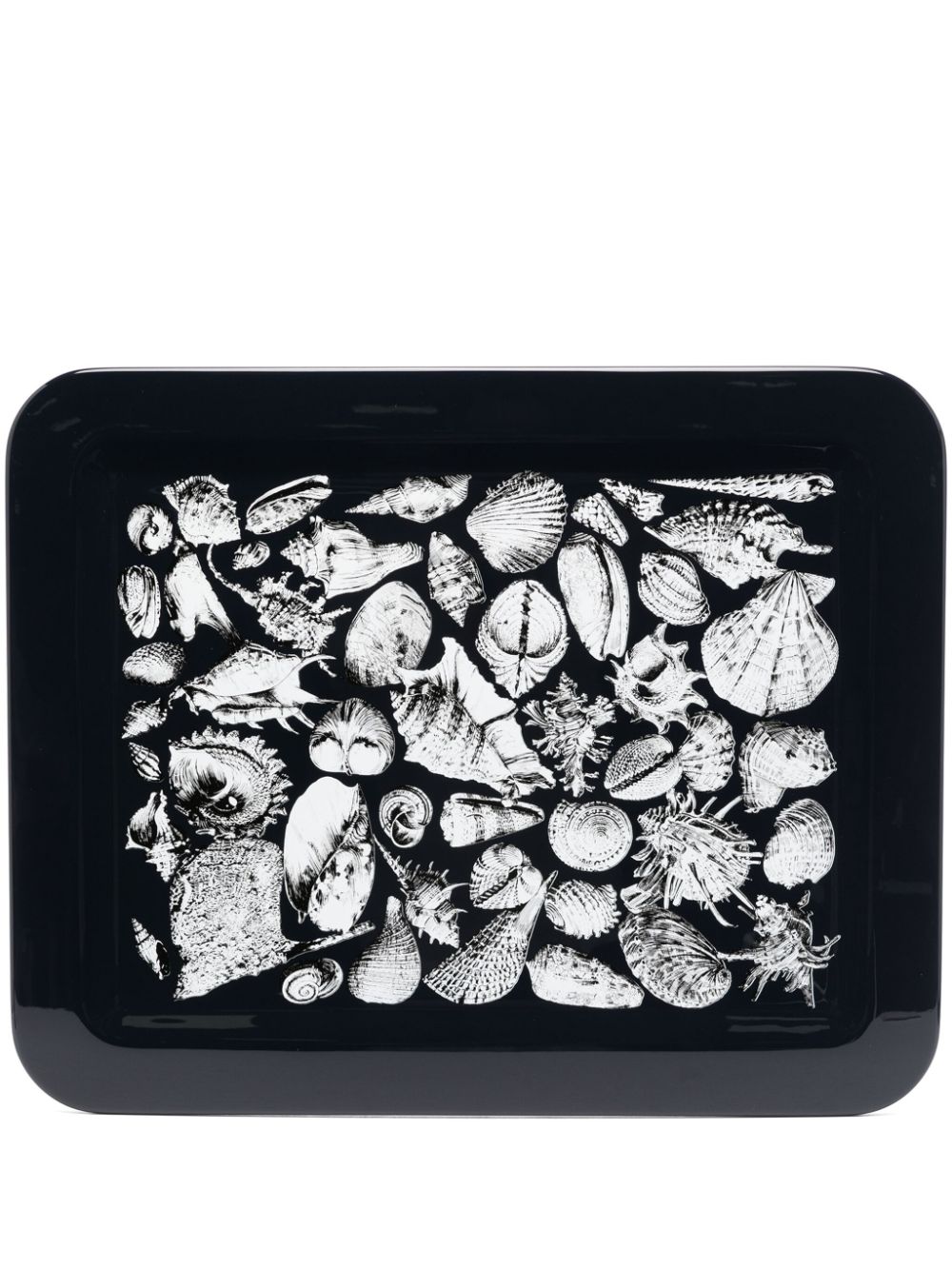 Fornasetti Conchiglie marine-print tray (60cm x 48cm) - Black von Fornasetti