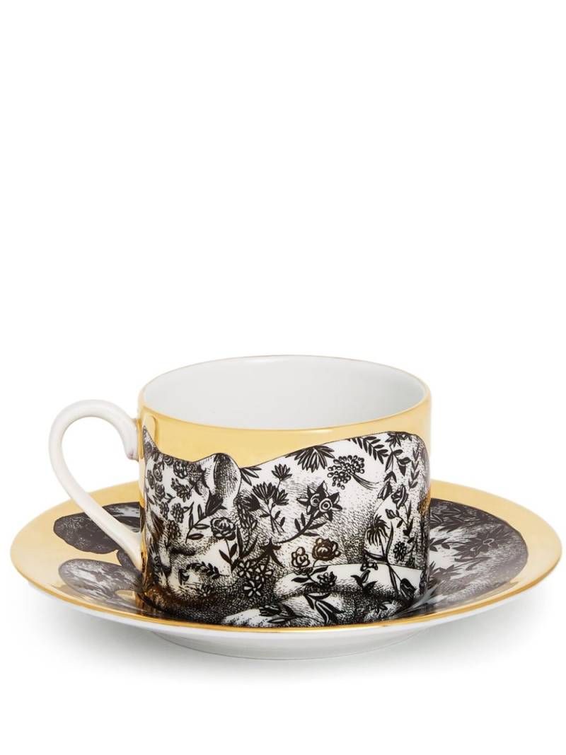 Fornasetti Fidelity Fiorato cat tea cup - Black von Fornasetti