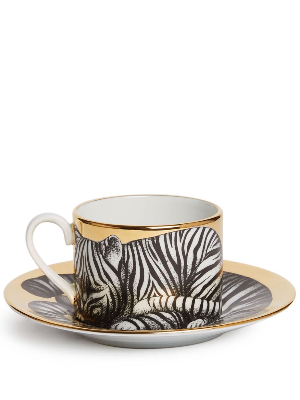 Fornasetti Fidelity Tigrato tea cup set - Black von Fornasetti