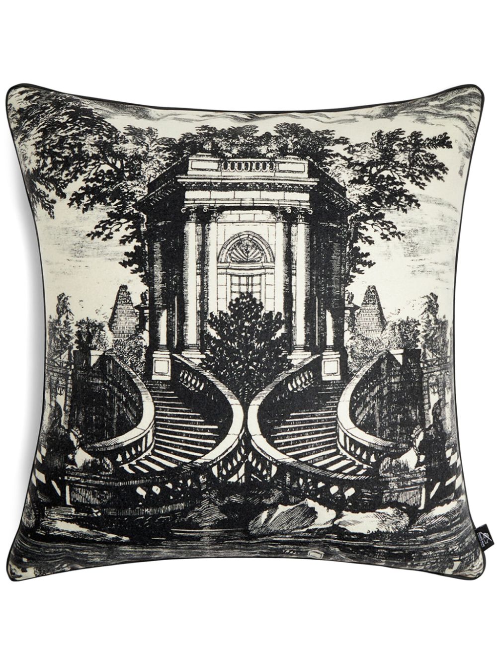 Fornasetti Giardino Settecentesco cashmere cushion (50cm x 50cm) - Black von Fornasetti