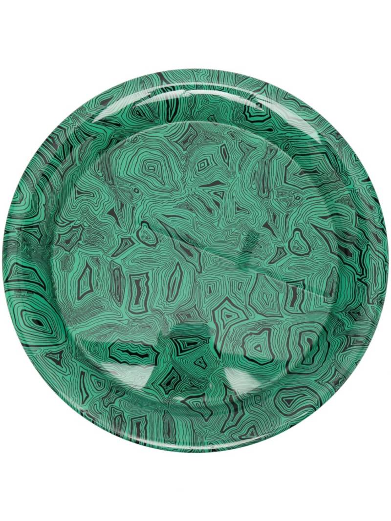 Fornasetti Malachite circular iron tray - Green von Fornasetti