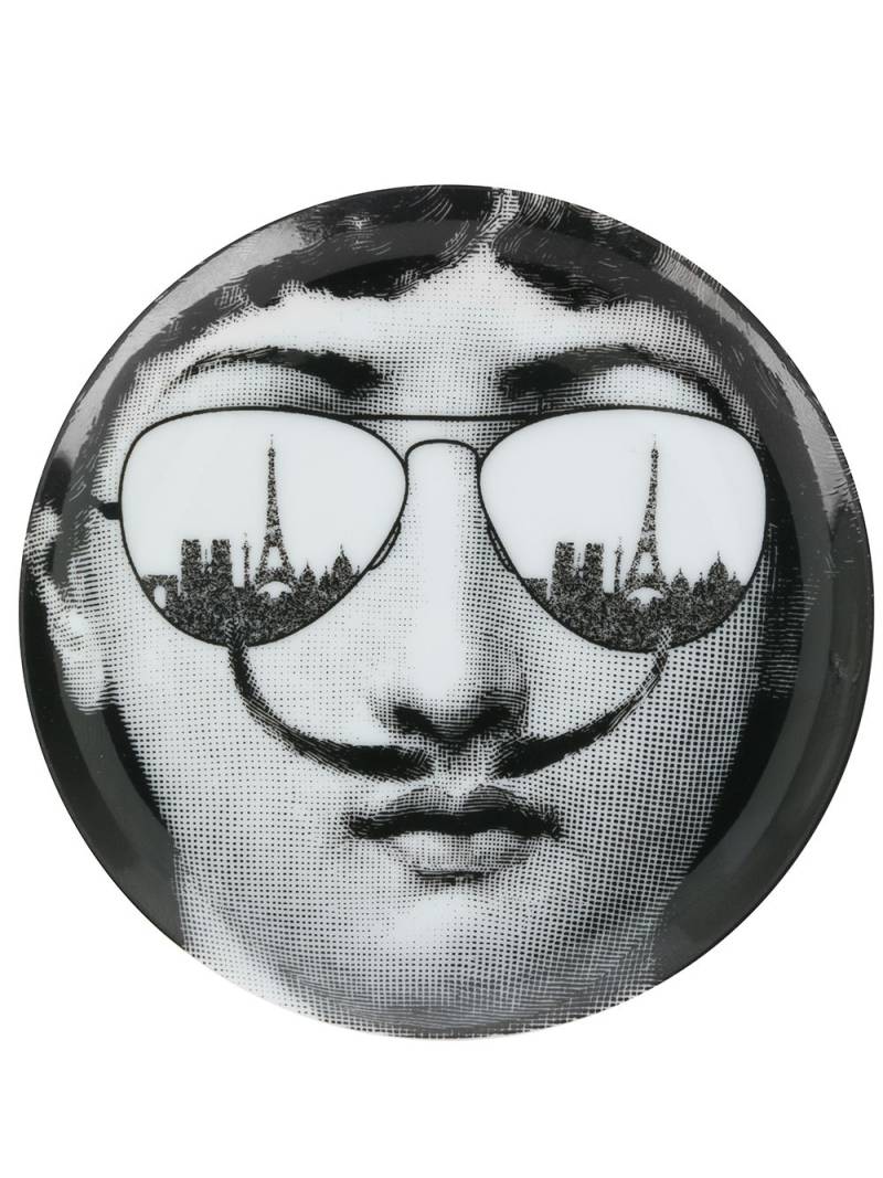 Fornasetti aviator face print coaster - Black von Fornasetti