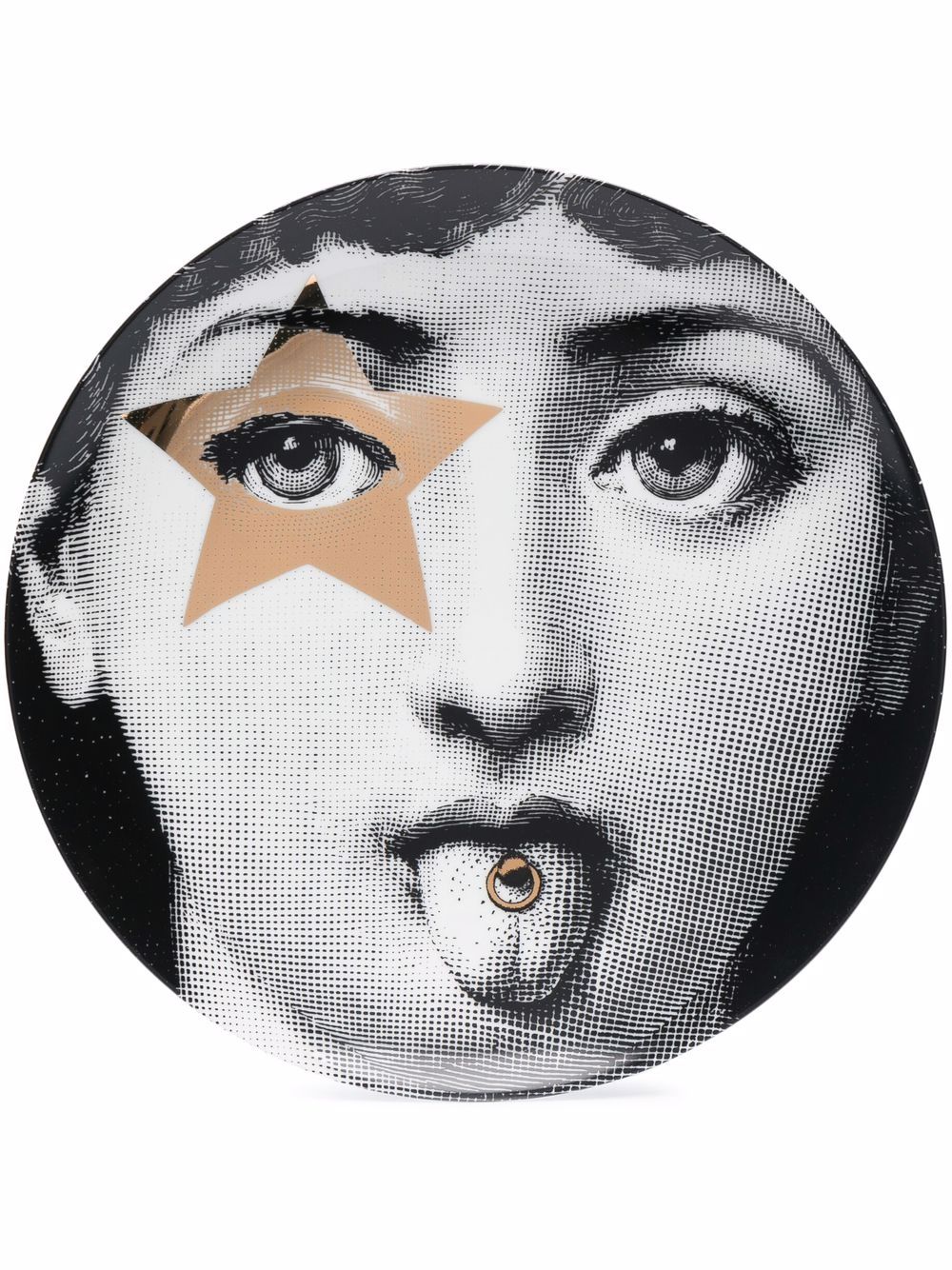 Fornasetti face print plate - Black von Fornasetti