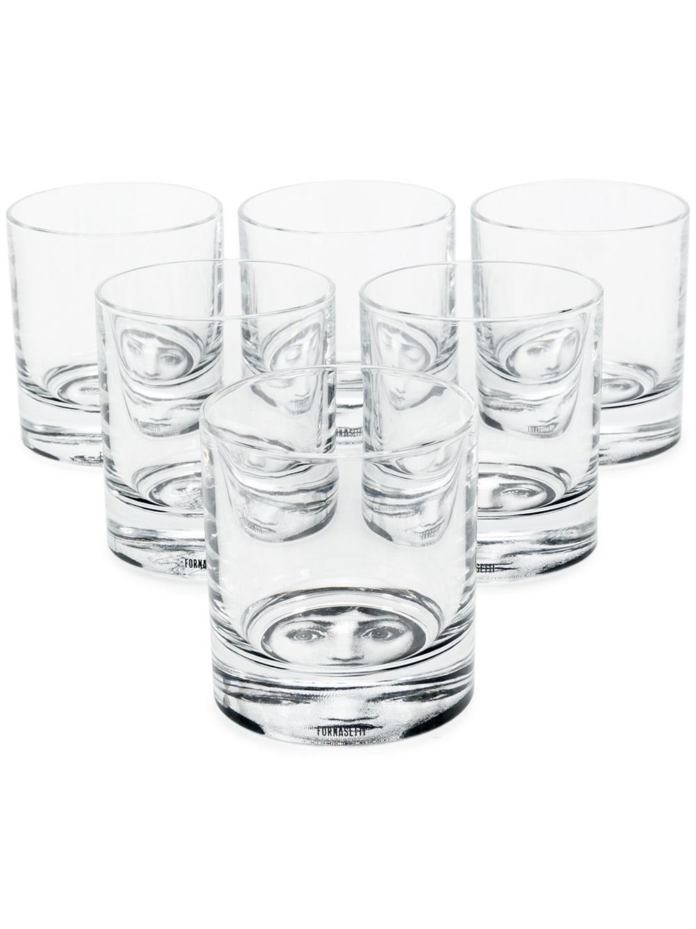 Fornasetti face print tumblers (set of 6) - Black von Fornasetti