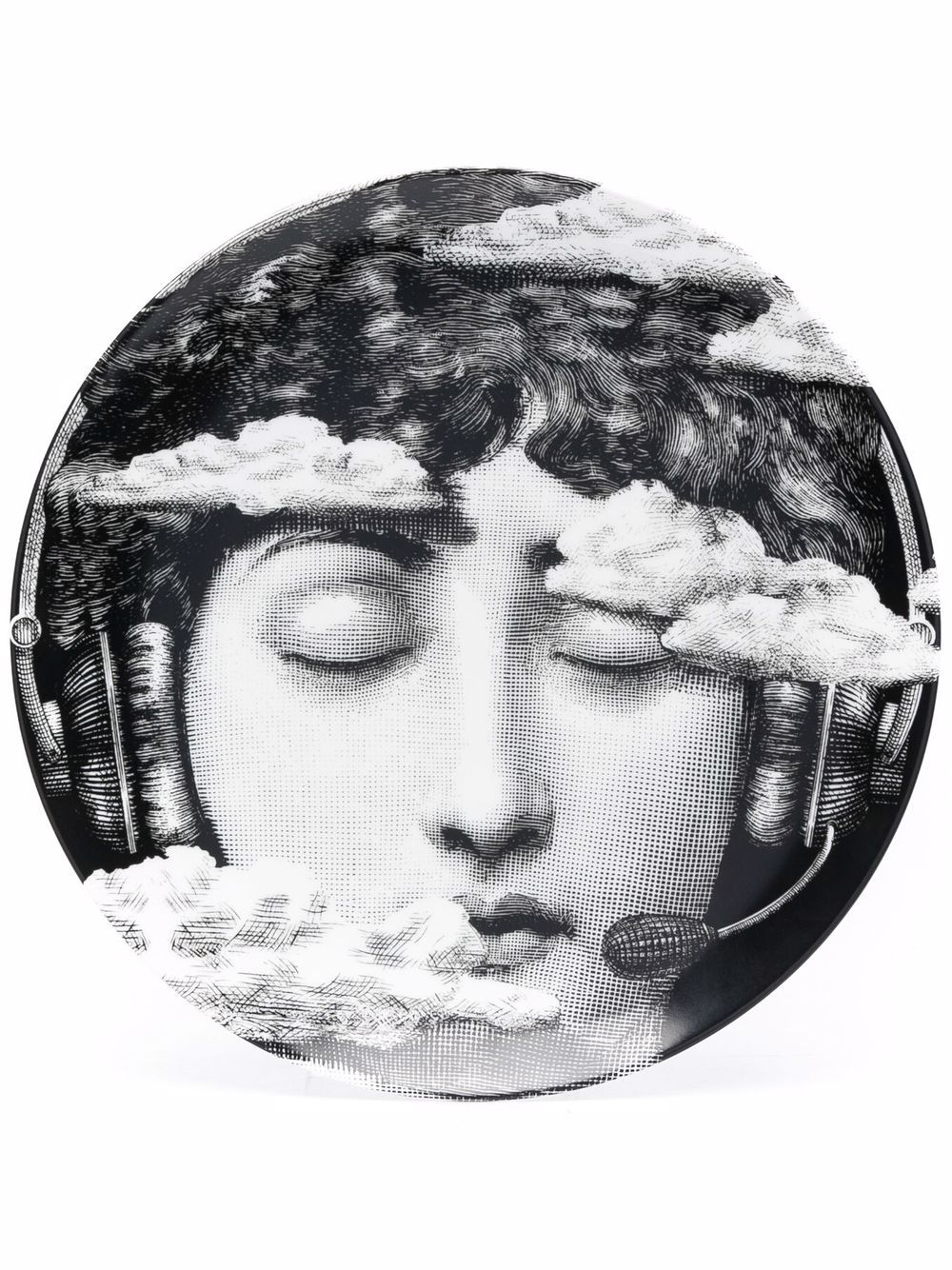 Fornasetti graphic porcelain plate - Black von Fornasetti