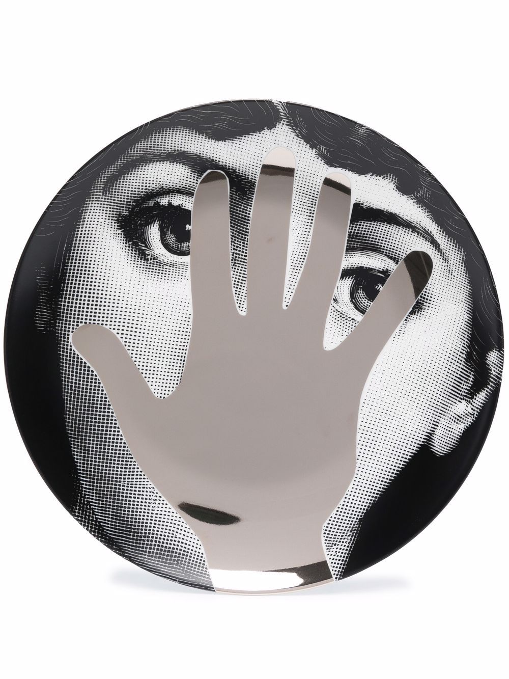 Fornasetti graphic-print porcelain wall plate - Black von Fornasetti