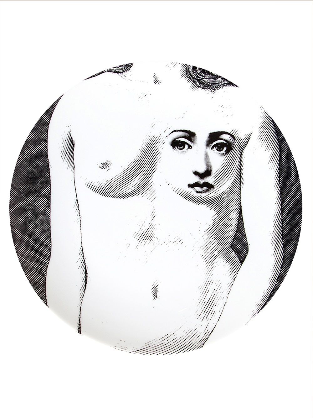 Fornasetti nude face plate - Black von Fornasetti