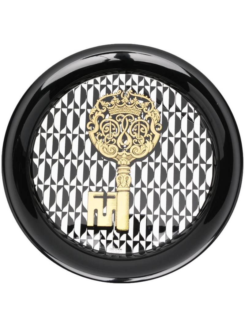 Fornasetti key-print geometric-pattern tray - Black von Fornasetti