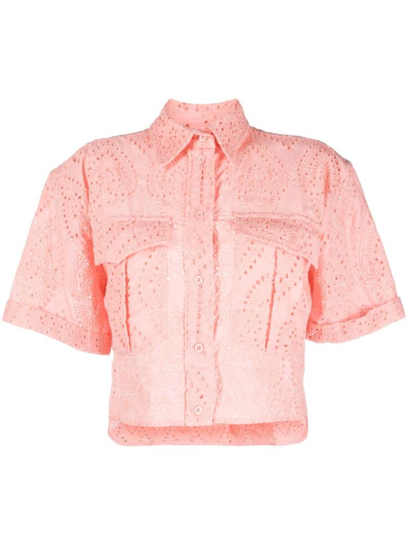 Forte Dei Marmi Couture embroidered cotton cropped shirt - Pink von Forte Dei Marmi Couture