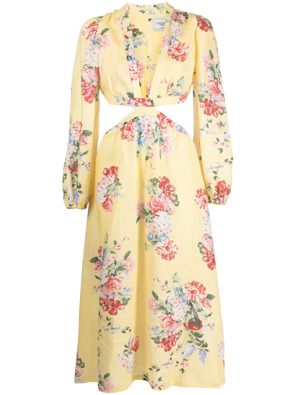 Forte Dei Marmi Couture floral-print cut-out linen dress - Yellow von Forte Dei Marmi Couture