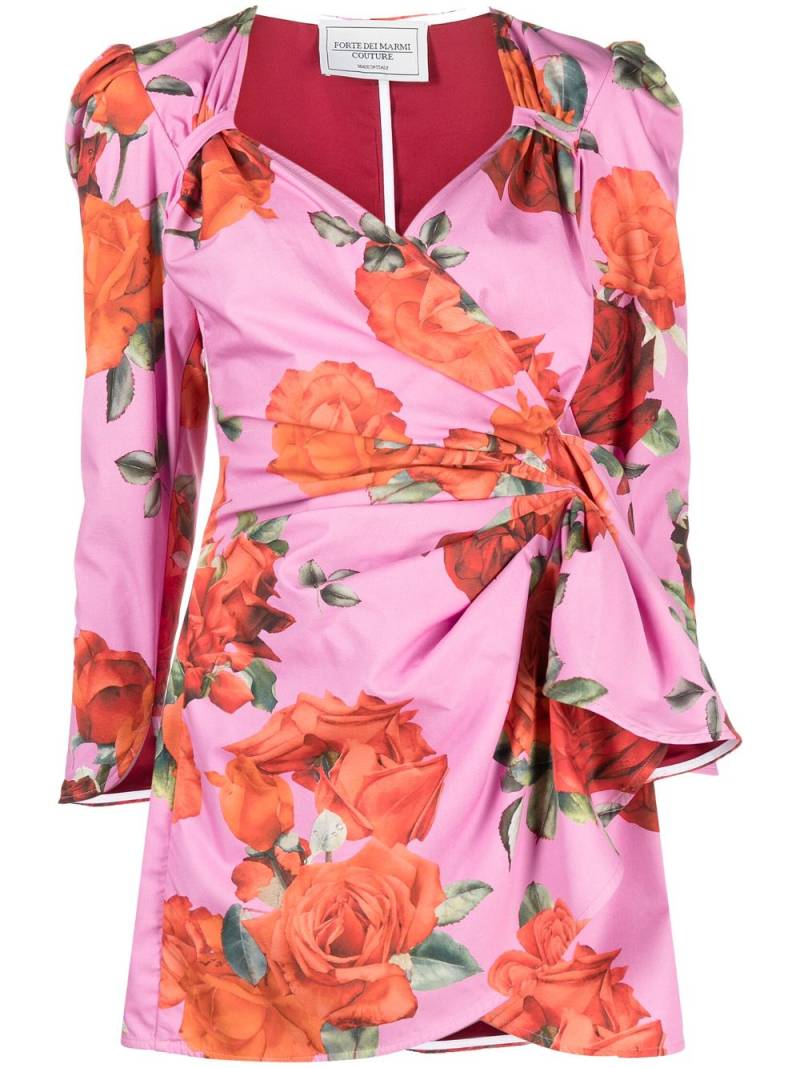 Forte Dei Marmi Couture floral-print drape-detail dress - Pink von Forte Dei Marmi Couture