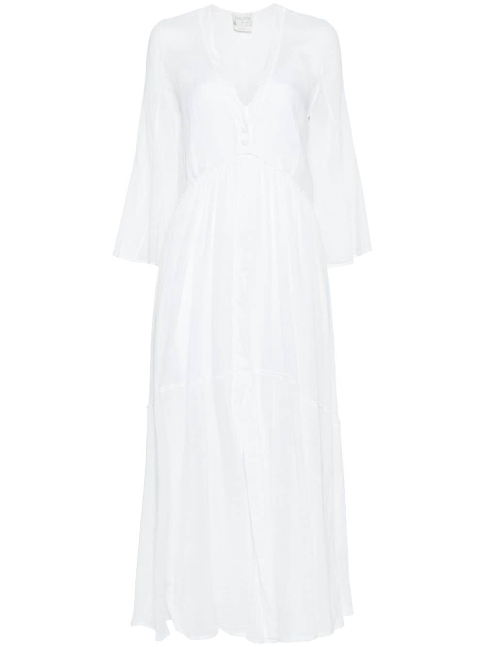 Forte Forte V-neck flared dress - White von Forte Forte