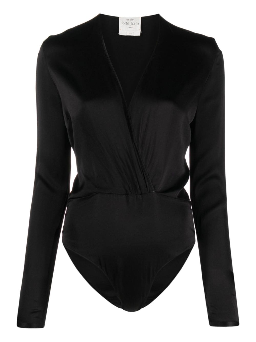 Forte Forte V-neck satin-finish bodysuit - Black von Forte Forte