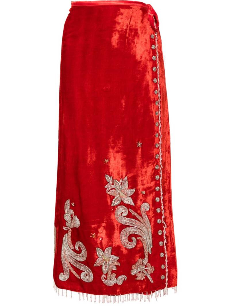 Forte Forte bead-detail velvet skirt - Red von Forte Forte