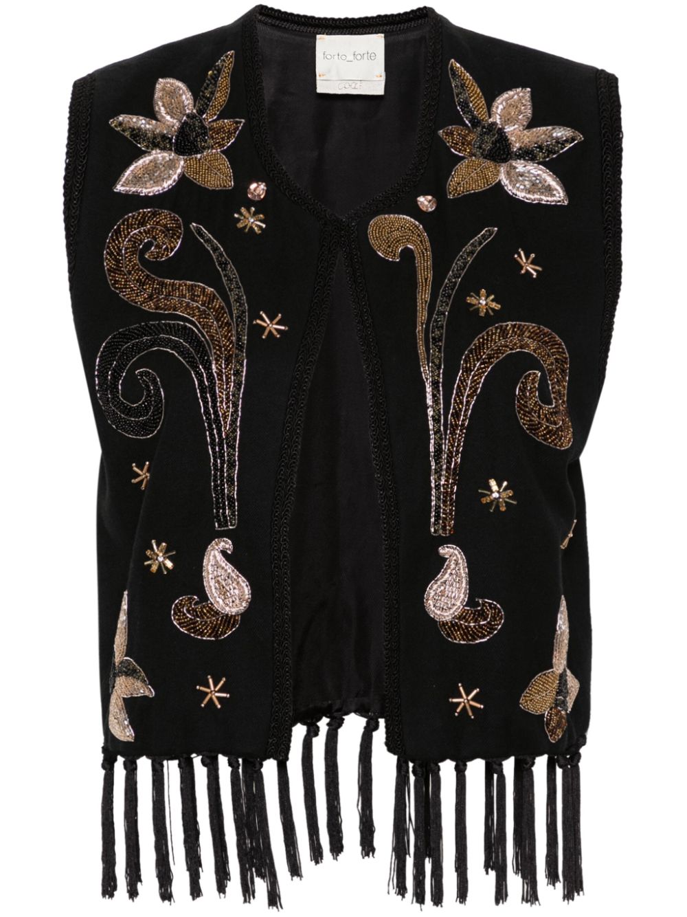 Forte Forte bead-embellished fringed gilet - Black von Forte Forte