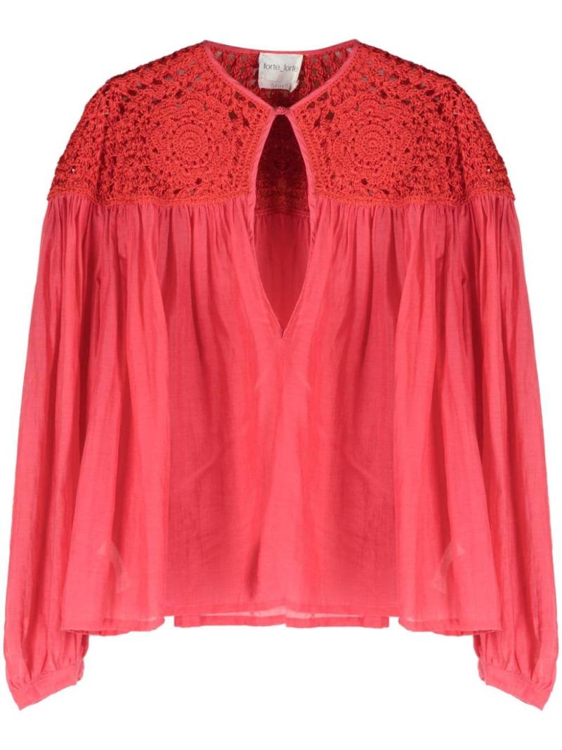 Forte Forte crochet-panel long-sleeve blouse - Red von Forte Forte