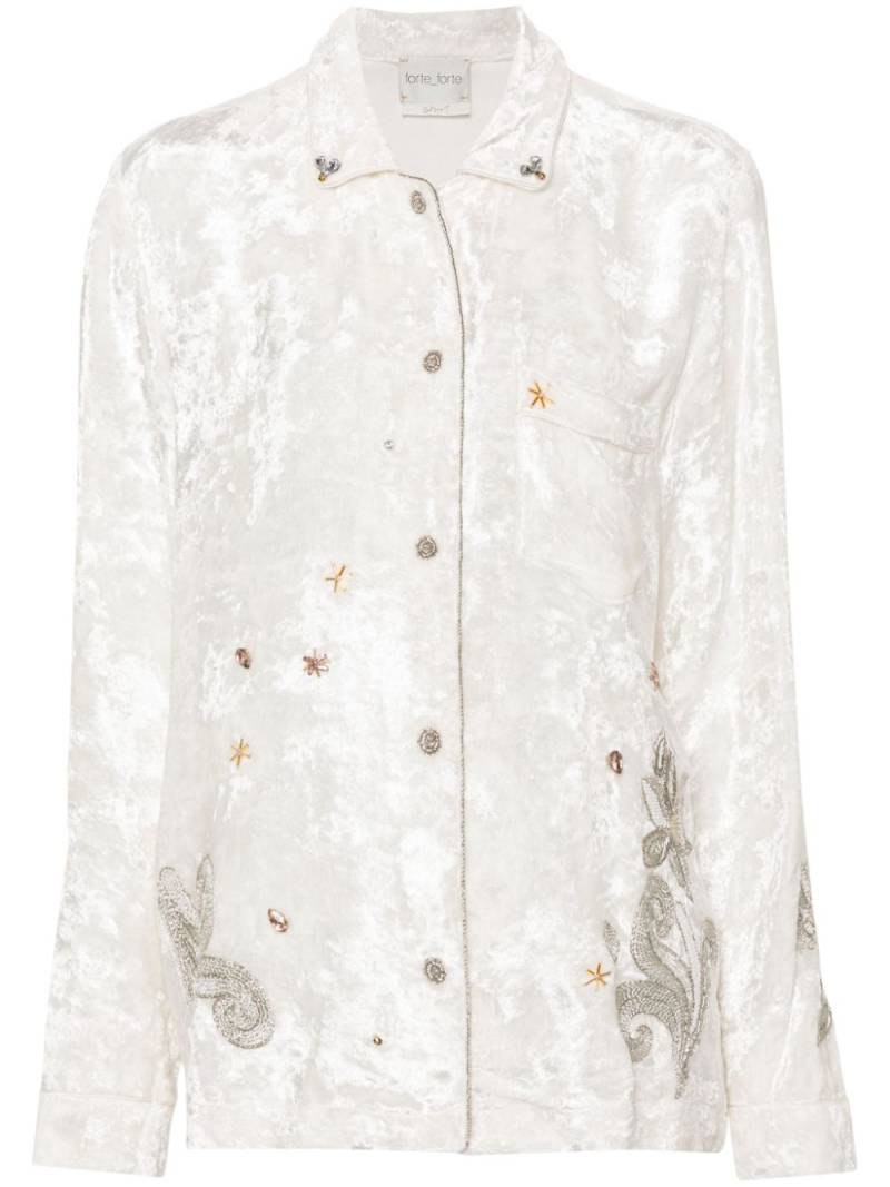 Forte Forte crushed-velvet embroidered shirt - Neutrals von Forte Forte