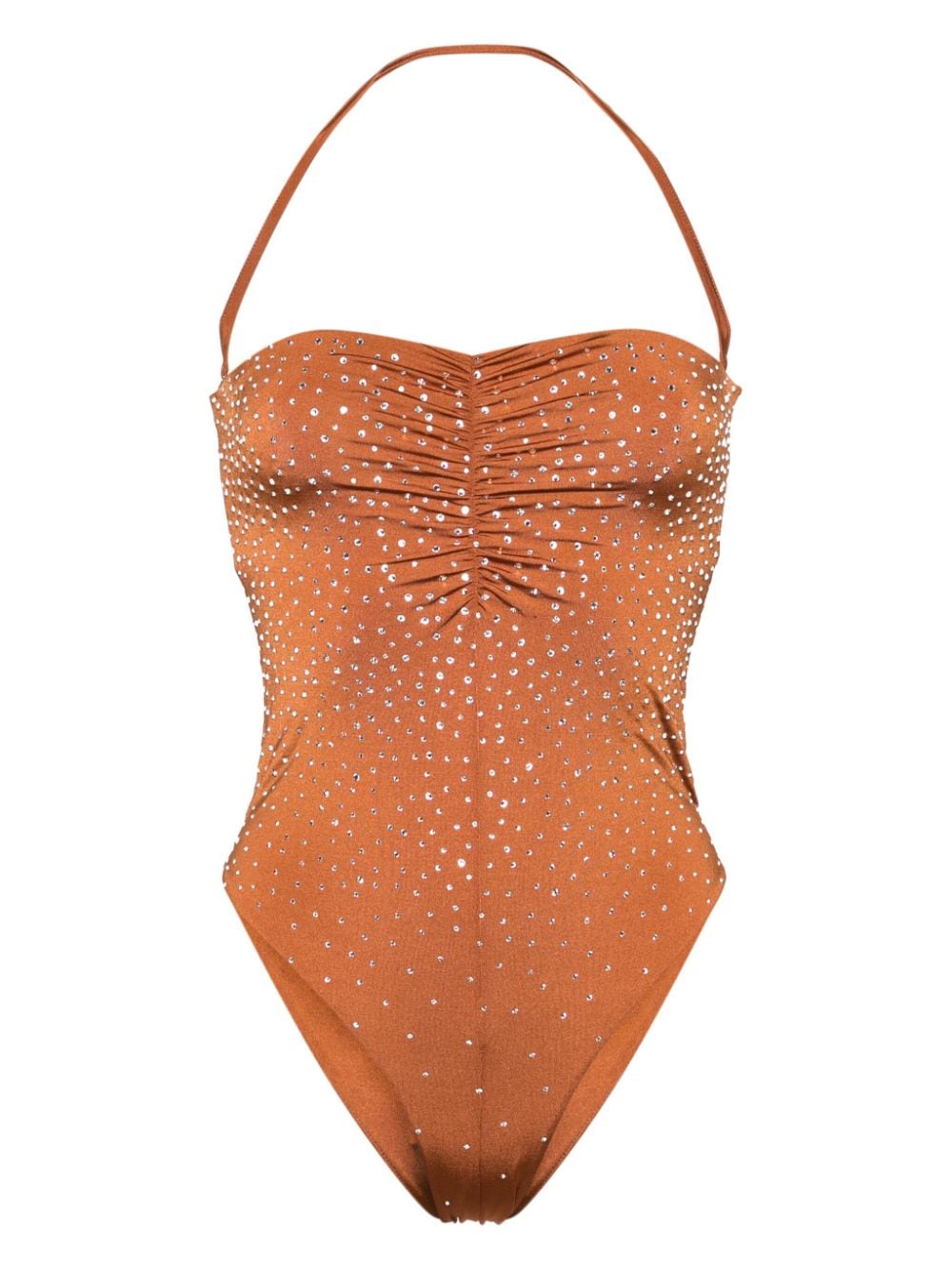 Forte Forte crystal-embellished open-back swimsuit - Brown von Forte Forte