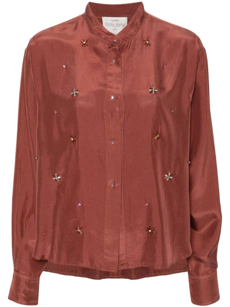 Forte Forte crystal-embellished silk shirt - Brown von Forte Forte