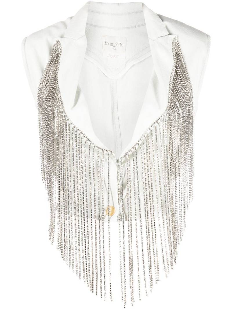 Forte Forte crystal-fringe sleeveless cotton jacket - White von Forte Forte