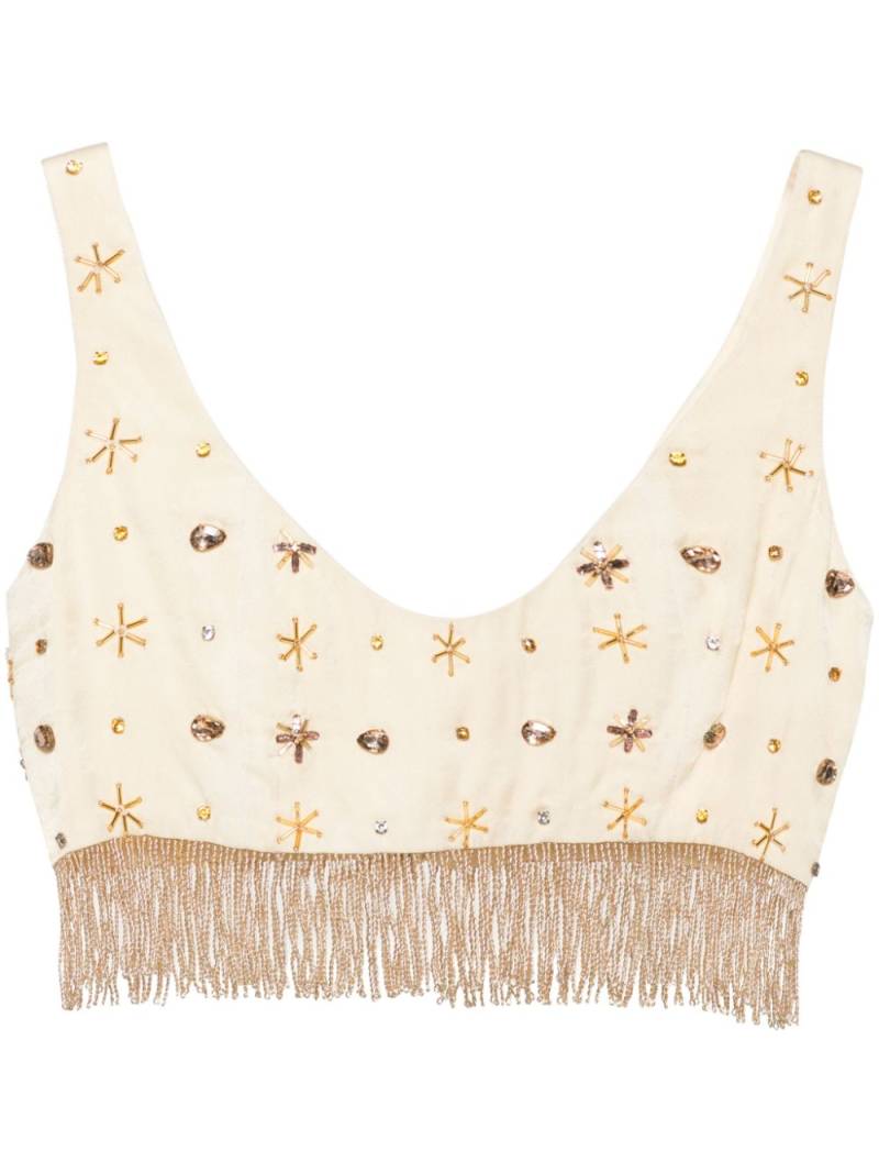 Forte Forte fringed bead-embellished crop top - Neutrals von Forte Forte