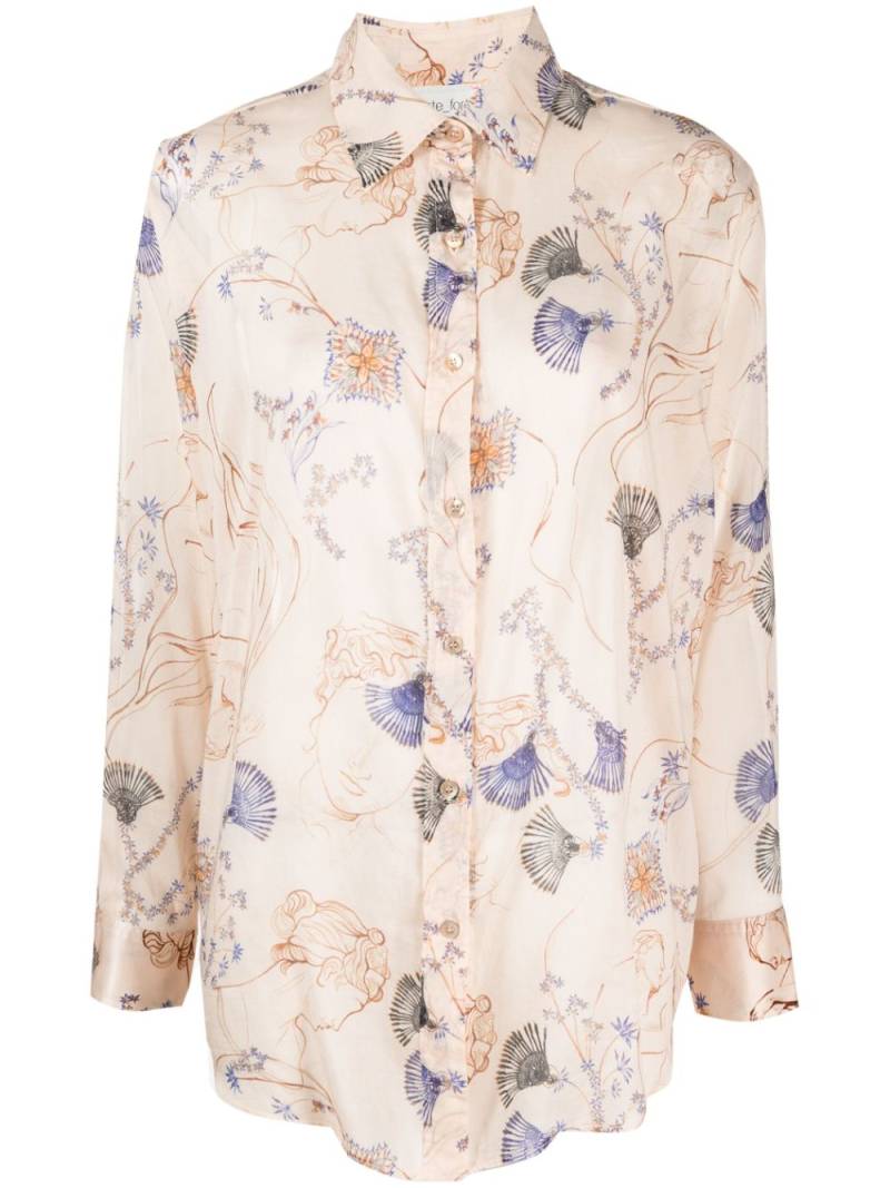 Forte Forte graphic-print long-sleeved shirt - Neutrals von Forte Forte