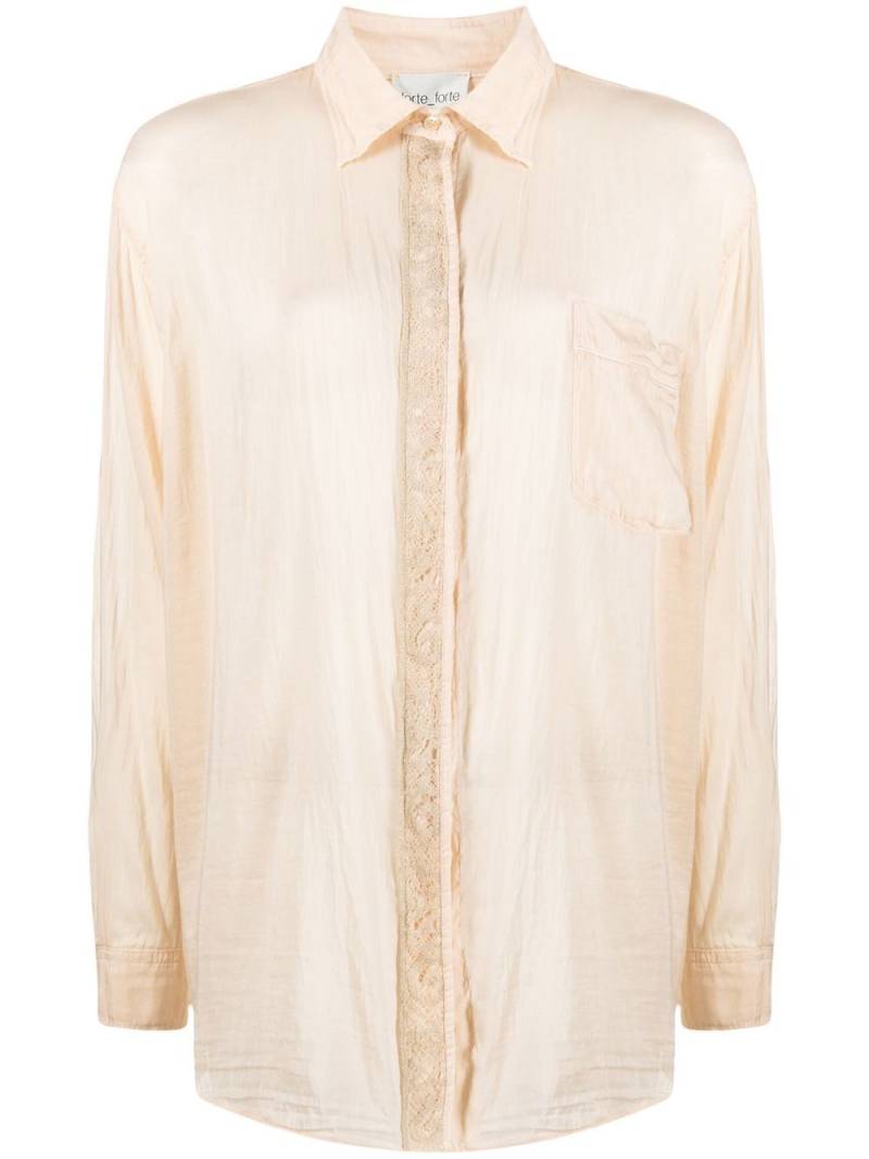 Forte Forte lace-panel long-sleeved shirt - Pink von Forte Forte