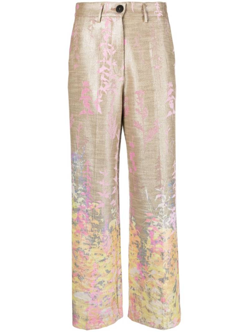 Forte Forte leaf-print wide-leg trousers - Gold von Forte Forte