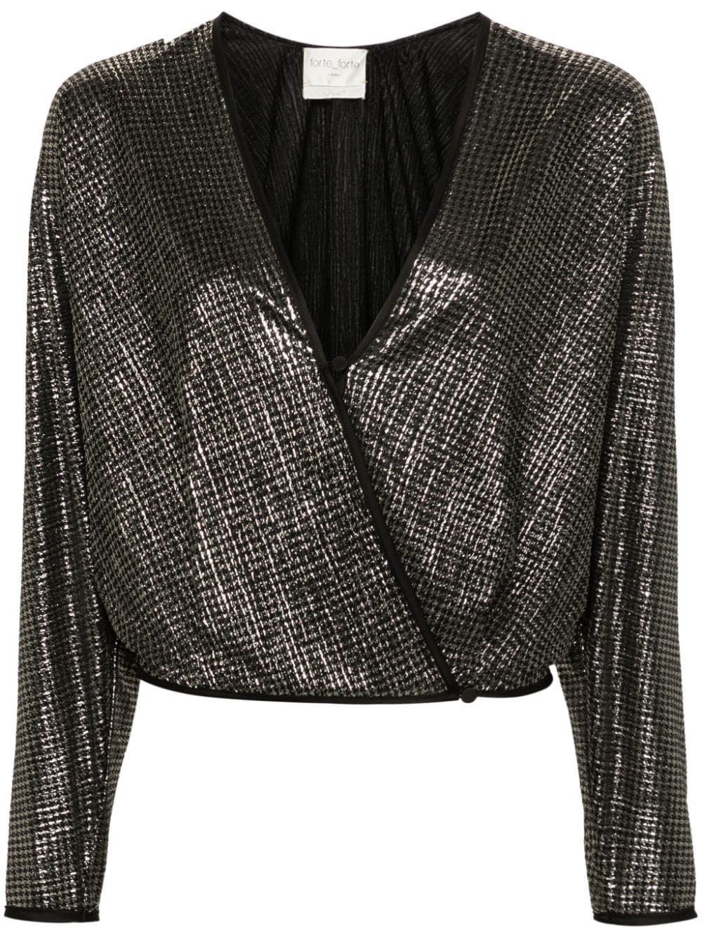 Forte Forte lurex-detail houndstooth wrap top - Black von Forte Forte