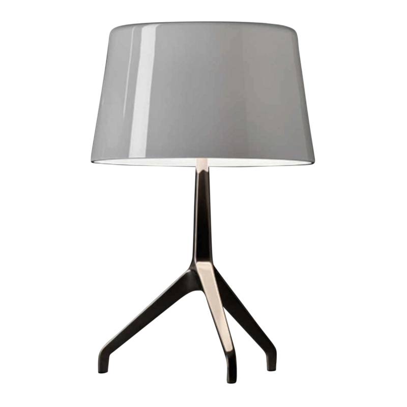 Lumiere XXS Tischleuchte, Glas grigio freddo (grau), Gestell cromo nero von Foscarini