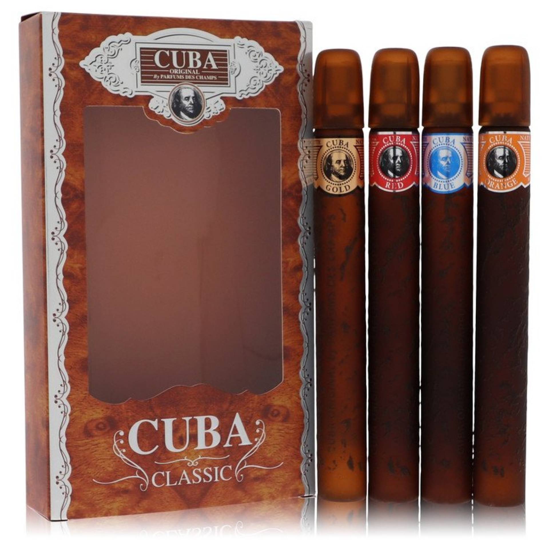 Fragluxe Cuba Gold Gift Set -- Cuba Variety Set includes All Four 34 ml Sprays, Cuba Red, Cuba Blue, Cuba Gold and Cuba Orange von Fragluxe