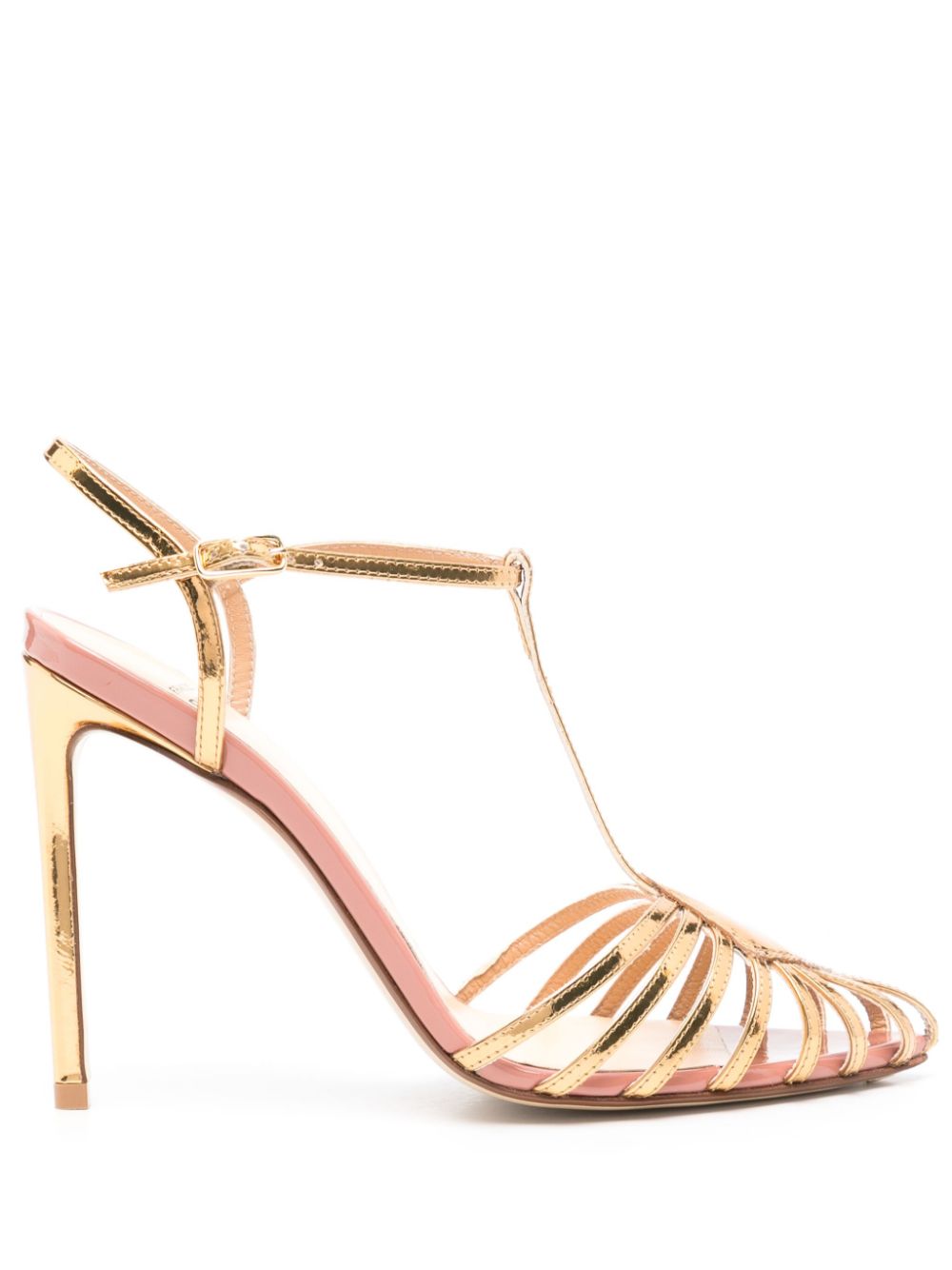 Francesco Russo 105mm metallic caged sandals - Gold von Francesco Russo