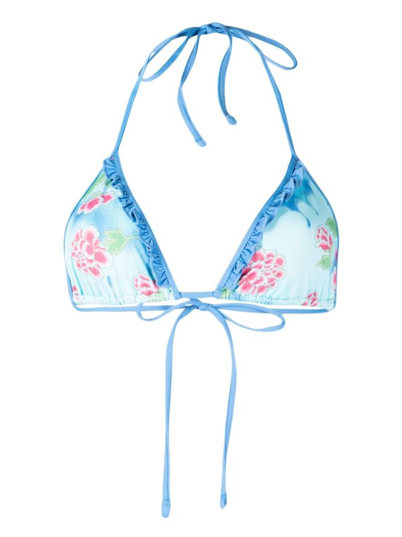 Frankies Bikinis Camilla floral-print bikini top - Blue von Frankies Bikinis