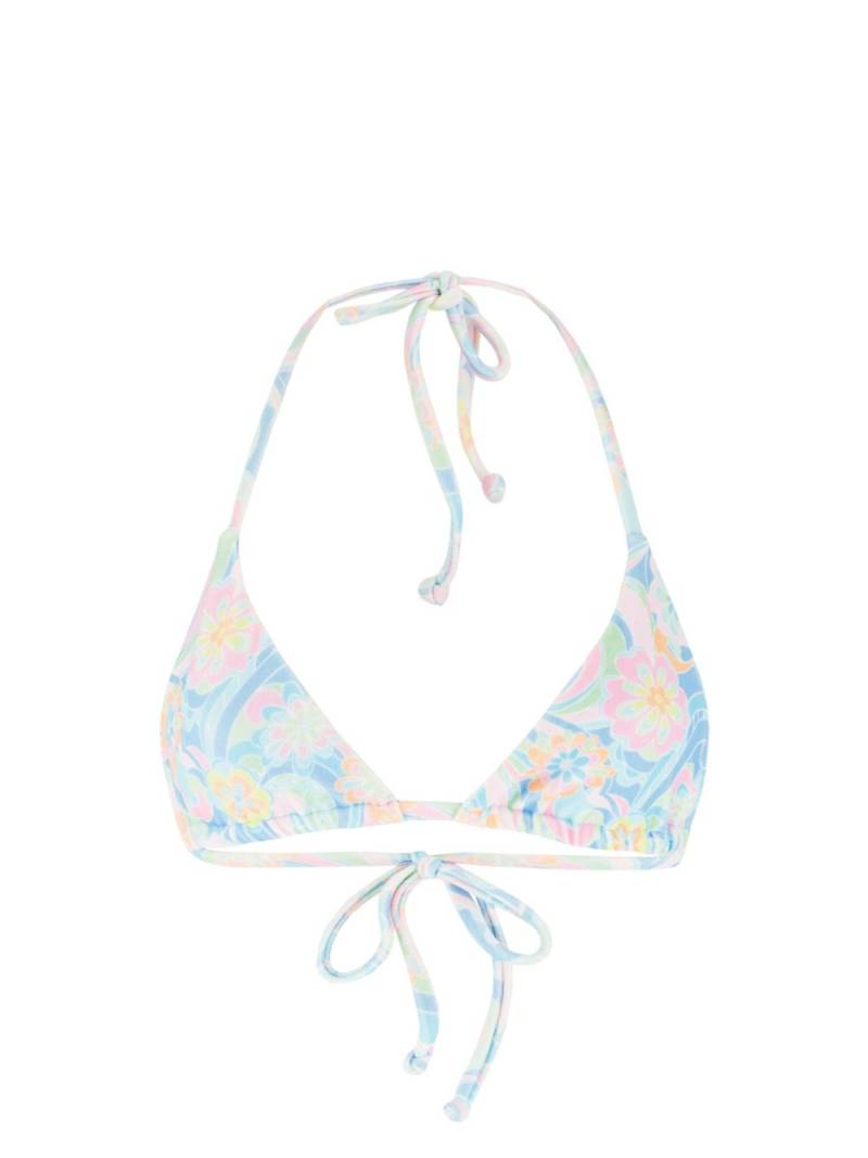 Frankies Bikinis Sun Flower-print bikini top - Blue von Frankies Bikinis