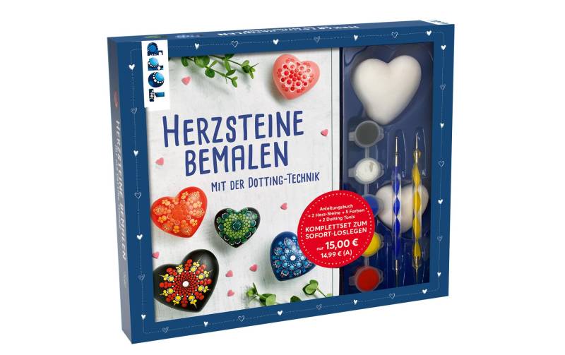 Kreativset »Bastelset Herzsteine bemalen«, (10 tlg.) von Frech Verlag