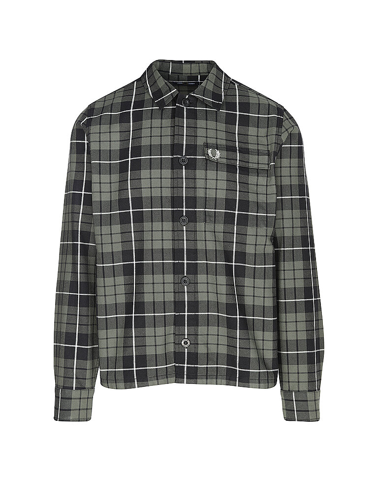 FRED PERRY Overshirt  olive | L von Fred Perry