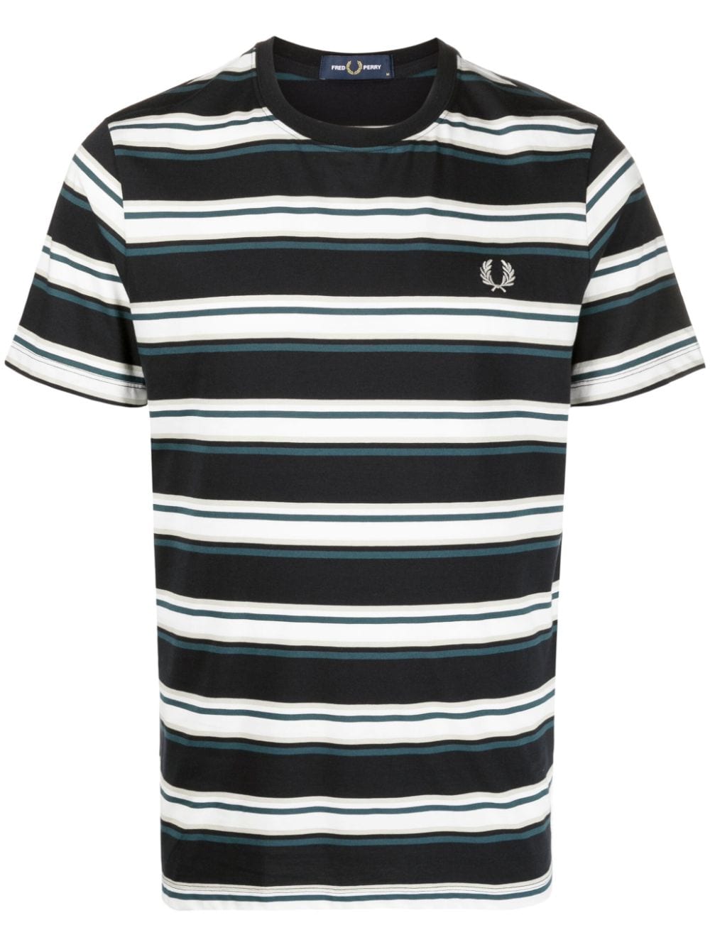 Fred Perry Laurel Wreath-embroidered striped cotton T-shirt - Blue von Fred Perry