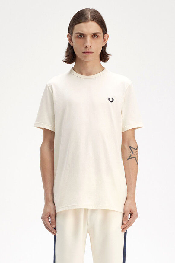 Fred Perry Ringer T-Shirt | Offwhite | Herren  | L von Fred Perry