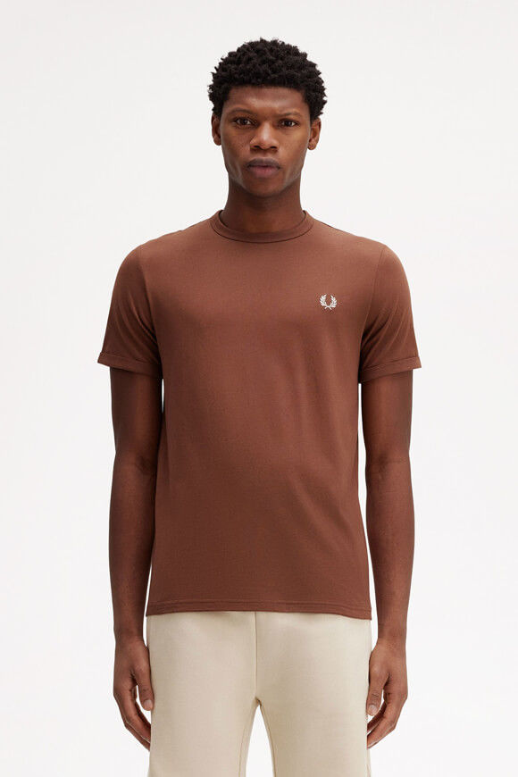 Fred Perry Ringer T-Shirt | Whisky Brown | Herren  | L von Fred Perry