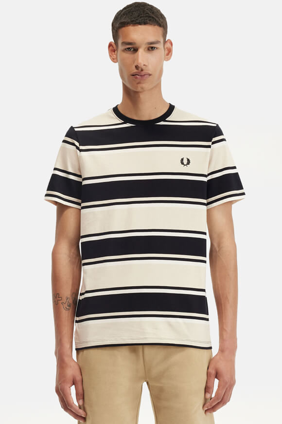 Fred Perry T-Shirt | Oatmeal + Black | Herren  | L von Fred Perry